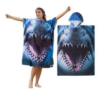 Générique Poncho de Surf, Poncho de Plage Adulte Ponchos De Surf Serviette Change, Plage À Capuche Séchage Rapide, for Natation Plongée Hommes Femmes Ados Cadeau(Shark)