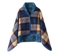 Générique Poncho Femme Polaire Hiver Chaud Couvertures Portables avec Boutons Châles Femme Cape Plaid