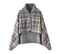 Générique Poncho Femme Polaire Plaid Châle Polaire Cape Hiver Chaud avec Boutons Couverture à Carreaux Poncho Surdimensionné Deux Tailles