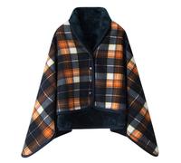 Générique Poncho Femme Polaire Plaid Châle Polaire Cape Hiver Chaud avec Boutons Couverture à Carreaux Poncho Surdimensionné Deux Tailles