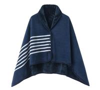 Générique Poncho Femme Polaire Plaid Châle Polaire Cape Hiver Chaud avec Boutons Couverture à Carreaux Poncho Surdimensionné Deux Tailles