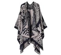 Générique Poncho Hiver Femme Grande Taille,ChâLes Ponchos Ouverts Capes Pulls Oversize Cardigans DéContractéS ChâLes pour L'Automne Et l'hiver (Navy,One Size)