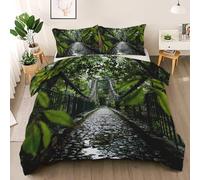 Générique Pont de Pierre Housse de Couette 140x200 cm, Chemin Forestier Parure de Lit 1 Personne avec Fermeture Éclair, Paysage Naturel Couette en Microfibre avec 1 Taie d'oreiller 65x65 cm