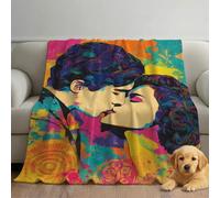 Générique Pop Art Multicolore Couverture Moelleuse Microfibre Literie Abstrait Lumineux Couple Couverture Respirante Anti-Bouloche pour Foyers Familles Enfants 130cm x 150cm