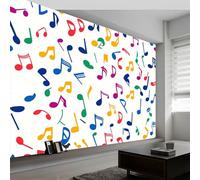 Générique Pop Art Musique Notes De Musique 3D Papier Peint Panoramique 400 x 280 cm Papier Peint Intissé, Murales Poster pour Salon, Chambre d'enfants Décoration, Murale Facile à Monter, Couleur