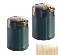 Générique Pop-Up Automatic Toothpick Dispenser, Automatic Toothpick Dispenser, Luxury Push Button Toothpick Holder, Toothpickz Storage Box Canister with Toothpicks 400 Count (2*Green)