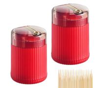 Générique Pop-Up Automatic Toothpick Dispenser, Automatic Toothpick Dispenser, Luxury Push Button Toothpick Holder, Toothpickz Storage Box Canister with Toothpicks 400 Count (2*Red)