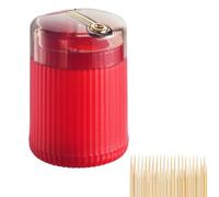 Générique Pop-Up Automatic Toothpick Dispenser, Automatic Toothpick Dispenser, Luxury Push Button Toothpick Holder, Toothpickz Storage Box Canister with Toothpicks 400 Count (Red)