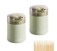Générique Pop-Up Automatic Toothpick Dispenser, Automatic Toothpick Dispenser, Luxury Push Button Toothpick Holder, Toothpickz Storage Box Canister with Toothpicks 400 Count (2*Light Green)