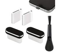 Générique Port Cover - ABS and Metal, 0.39x0.24in Type C Dust Plug Protective Cap | Phone Charger Port Guard, USB C Plug Set with Cleaning Brush for Phones, Tablets, Travel, Gym, Studio