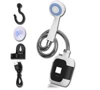 Générique Portable Camping Shower with Adjustable Flow,Portable Shower Head,Portable Shower for Camping,for Hiking,RV,Travel,Pet and Car Wash Use (White)