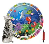 Générique Portable Cat Water Mat - 35.43x35.43x3.94 in Interactive Water Play Mat | Anti-Scratch Kitten Bed | Cooling Foldable Pet Waters Bed with Inflator - for Indoor Exercise Hunting Enrichment