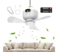 Générique Portable Ceiling Fan - Wireless Remote Control Camping Fan, Dependable Power Backup, Wind Blower with Hook for Air Circulation in Gazebo, Patio, Bedroom, Tent - 9.84 x 9.84 x 4.53 Inches