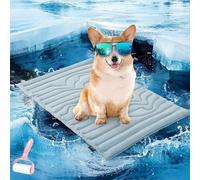Générique Portable Ice Silk Dog Bed for Summer,Non-Slip Washable Pet Self Cooling Mat,Thickened Anti-Scratch Anti-Slip Pet Cool Blanket,Foldable Ice Silk Indoor Cats Cool Sleeping Mat