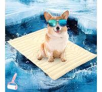 Générique Portable Ice Silk Dog Bed for Summer,Non-Slip Washable Pet Self Cooling Mat,Thickened Anti-Scratch Anti-Slip Pet Cool Blanket,Foldable Ice Silk Indoor Cats Cool Sleeping Mat