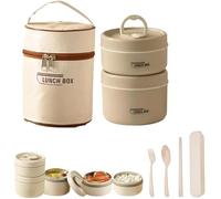 Générique Portable Insulated Lunch Container Set, 4 Tier Separate Stackable Stainless Steel Lunch Container with Insulated Lunchs Bag, Containers to Microwave for Lunchs (Brown,2 Tier)