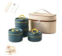Générique Portable Insulated Lunch Container Set,Separate Stackable Stainless Steel Lunch Container with Insulated Bag,Hot Food Containers for Work Picnics Camping (Blue, 4 layers)