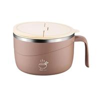 Générique Portable Noodle Bowl, Stainless Steel Container, Lid Fork Combo, 1200ml Pho Pasta Rice Bowl Dorm Travel Lunch Soup Oatmeal, Food Storage Mug, College Dorm Essential for Soup Noodles Meals