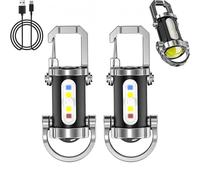 Générique Portable Rechargeable Bright Keychain Flashlight, Super Bright Mini Keychains Flashlights,Multiple Light Modes Waterproof Type-C USB LED Light,Power Bank Function for Camping Hiking (2PCS)