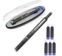 Générique Portable Retractable Fountain Pen, Fountain Pen Retractable:0.38mm Blue&Black Ink Transparent Barrel Includes 5 Refillable Ink Cartridges, for Smooth Writing No Leaking (Black,Black)