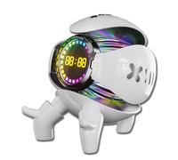 Générique Portable Robot Bluetooth Speaker,6W True Wireless Speaker,with Alarm Clock RGB Lights,Deep Bass Loud Stereo Sound,Bluetooth 5.1 TWS Pairing Support TF Card AUX Input FM Radio (White)