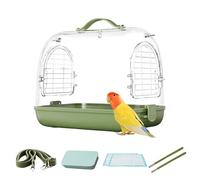 Générique Portable Transparent Bird Backpack, Breathable Removable Travel Bag, Cockatiel Cage for Small Birds, Lightweight Pet Travel Accessory, 27.5x22x24 cm, Green and Pink