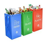 Générique Portable Trash Can, Garbage Bin, Small Waste Container, Blue, Red, Green, Compact 3 Pack 40ML Capacity, Space Saving Organizer, For Apartment Bathroom Pantry Dorm Closet Use