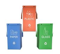 Générique Portable Trash Container, Reusable Mini Garbage Bin, Compact Waste Bag Holder, Durabled Space-Saving Design, Perfect for Bathroom Closet Dorm Apartment Pantry Use, 3pcs Blue Red Green
