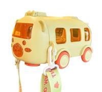 Générique Portable Water Cup in Bus Shape with Strap, Shoulder Strap Cute Bus, 360° Leak-Proof Portable Water Bottle with Straw, 17oz/ 500ml Leak-Proof Drinking Bottle, Train Design (yellow)