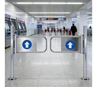 Générique Portail battant Automatique pour supermarchés - Porte de sécurité à Ressort bidirectionnel, dispositifs d'entrée et de Sortie piétons en Acier Inoxydable à Fermeture Automatique (90x100cm)