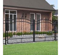 Générique Portail de clôture avec Dessus en Forme de Lance, Noir, 305 x 125 cm, Acier thermolaqué,Quincaillerie,Clôtures & barrières,Portillons,Noir,35 KG,151096