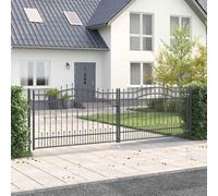 Générique Portail de clôture avec Pointe Gris 404 x 125 cm Acier,Quincaillerie,Clôtures & barrières,Portillons,Gris,41.5 KG,42009049