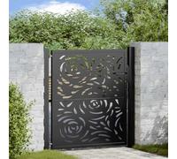 Générique Portail de Jardin Noir 105x106 cm Acier Conception de Flamme,Quincaillerie,Clôtures & barrières,Portillons,Noir,16.25 KG,4100989