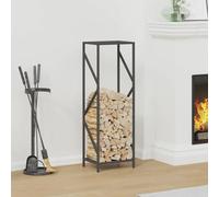 Générique Portant de Bois Chauffage Noir 34x25x100 cm,Sacs & paniers à bûches,5.15KG-864323