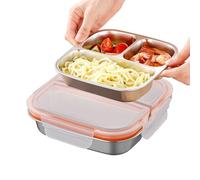 Générique Portapranzo Acciaio - Box 600ml | Contenitore Per Alimenti A Prova Di Perdite Con 3 Scomparti, Ca. 17,6x17,6x5cm, 250g, Box Per Scuola, Ufficio, Picnic, Sport, Spiaggia, Viaggio E Vac
