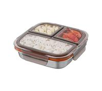 Générique Portapranzo Acciaio - Box 600ml | Contenitore Per Alimenti A Prova Di Perdite Con 3 Scomparti, Ca. 17,6x17,6x5cm, 250g, Box Per Scuola, Ufficio, Picnic, Sport, Spiaggia, Viaggio E Vac