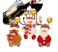 Générique Porte-argent de Noël - Ensemble de 3 sacs de couverts, Santa Claus Snowman Elk Cutlery Pockets For Spoon, Fork & Knife | Porte-table de fête, accessoires de décoration de dîner de vacances