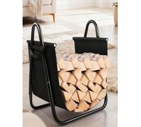 Générique Porte-bûches de grande capacité avec sac de transport, panier de rangement en acier avec poignées for cheminée, terrasse et jardin.