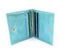 Générique Porte-Cartes en Cuir irisé Asha - Made in Italy - 6 emplacements - Compact et élégant - Plusieurs Coloris (Turquoise)