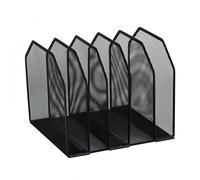 Générique Porte-classeur de bureau, organiseur vertical amovible à 7/5 compartiments, trieur de documents en métal robuste pour un gain place au bureau ou en classe (Noir, 5 grilles)