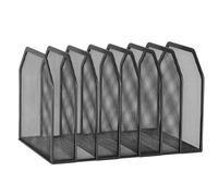 Générique Porte-classeur de bureau, organiseur vertical amovible à 7/5 compartiments, trieur de documents en métal robuste pour un gain place au bureau ou en classe (Noir, 7 grilles)