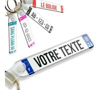Générique Porte clé Plaque d'immatriculation Voiture - Logo et Texte Personnalisable rétroréfléchissant - Anti Choc, Anti UV - Cadeau Original