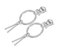 Générique Porte Clef Musique en Alliage de Zinc Argenté, Porte-clés Batteur Unique pour Groupes de Rock, Facile à Transporter et Adapté Usage Quotidien, Lot de 2 Pièces