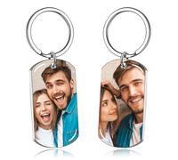 Générique Porte clef personnalisable,porte clef photo et texte, impression UV couleur, Cadeau pour maman, papa, lui, elle, famille,Médaillon gravé avec image, accessoire à clés avec message de vœux