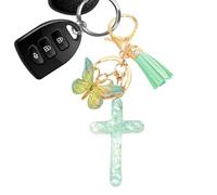 Générique Porte-clés à paillettes pour,Porte-clés à paillettes pour filles,Ornement de crucifix de gland - Pendentif catholique à, élégant breloque de sac Crucifix élégant pour sacs à dos, sacs à ma