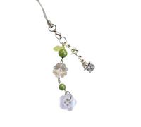 Générique Porte-clés avec perles d ' vertes à quatre feuilles, accessoire de sangle de téléphone tendance d ' inspiration coréenne pour un usage quotidien, chaîne de téléphone