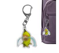 Générique Porte-clés chat banane | Pendentif clé chat qui pleure en forme de fruit unisexe,Jouet clicker porte-clés acrylique 2D avec lanière pour clés de voiture, sacs à dos, sacs à main, et adultes