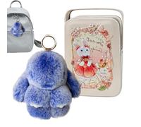 Générique Porte-clés Lapin avec Boîte Métallique,Accessoire Doux pour Sac à Dos - Charme Animal en Peluche Lapin en Boîte | Idée Cadeau pour Pâques, Printemps, Anniversaire