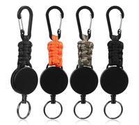 Générique Porte-clés Rétractables Légers Mousqueton Robuste en Polyester Lot de 4 Bobine Extensible pour Randonnée et Activités de Plein Air