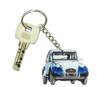 Générique Porte-clés voiture rétro 2CV bleu azure blanc idée cadeau automobile ancien